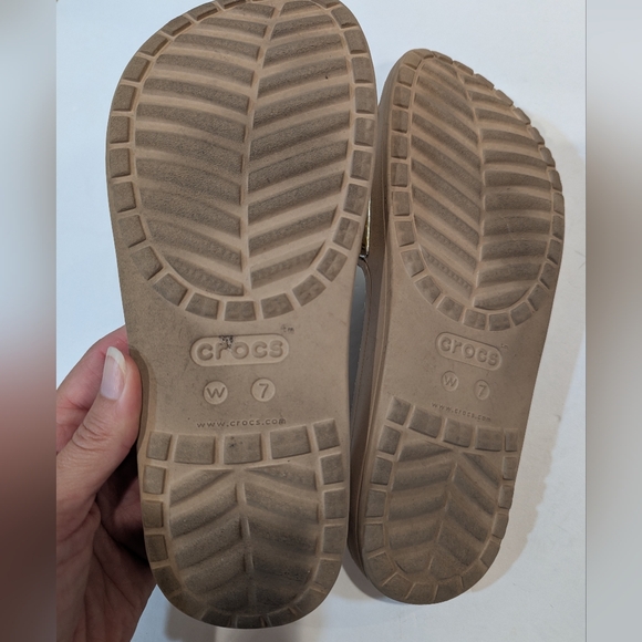 Crocs Sloane Metallic Leopard Print Slides Size 7 Gold And Silver - Picture 5 of 7